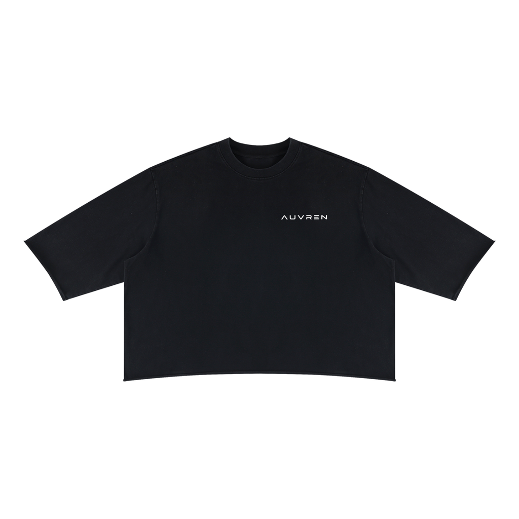 T-shirt unisexe ample coupe carrée, ourlet brut, délavé minéral