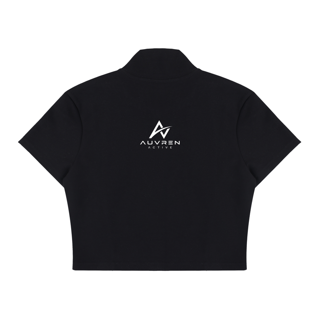AUVREN Tempo Contrast-Stripe Zip Crop Top