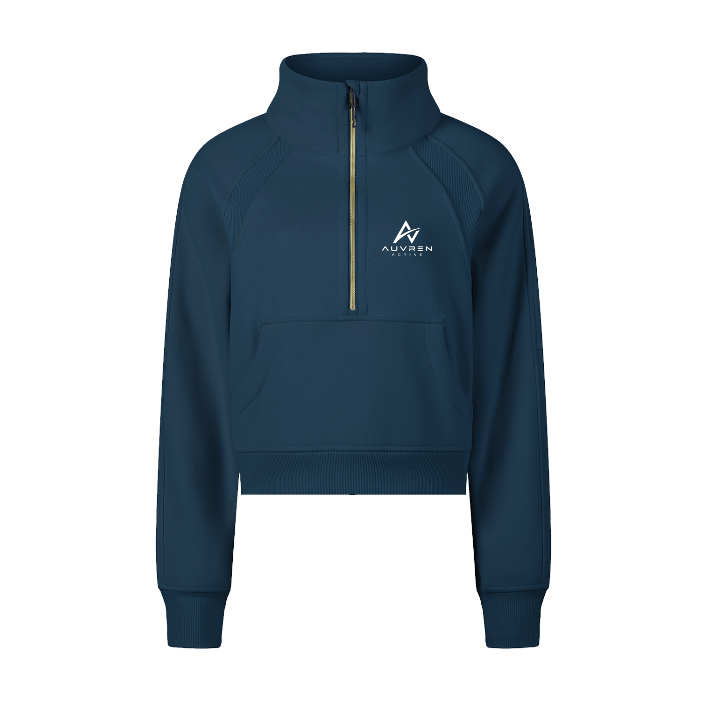 AUVREN Aurelia Gold-Zip Funnel-Neck Sweatshirt