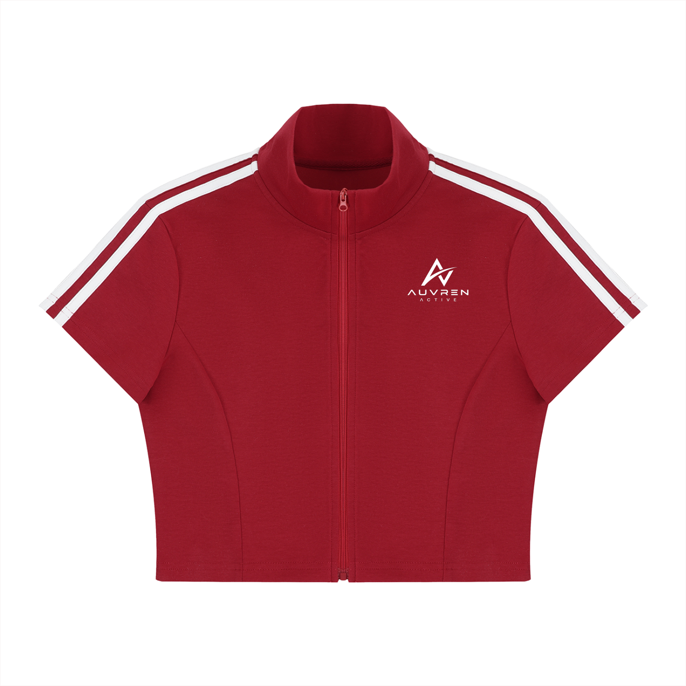AUVREN Tempo Contrast-Stripe Zip Crop Top