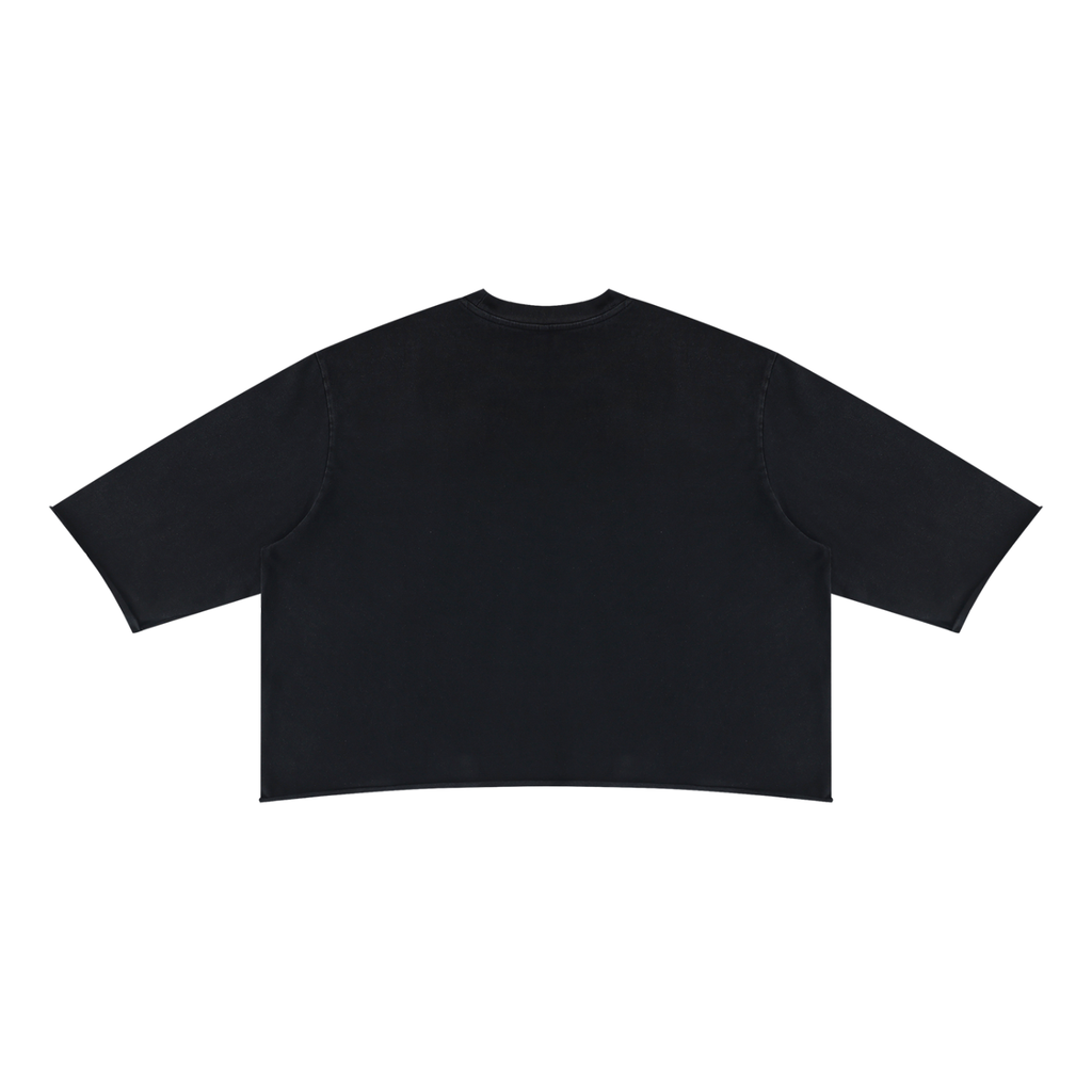 T-shirt unisexe ample coupe carrée, ourlet brut, délavé minéral
