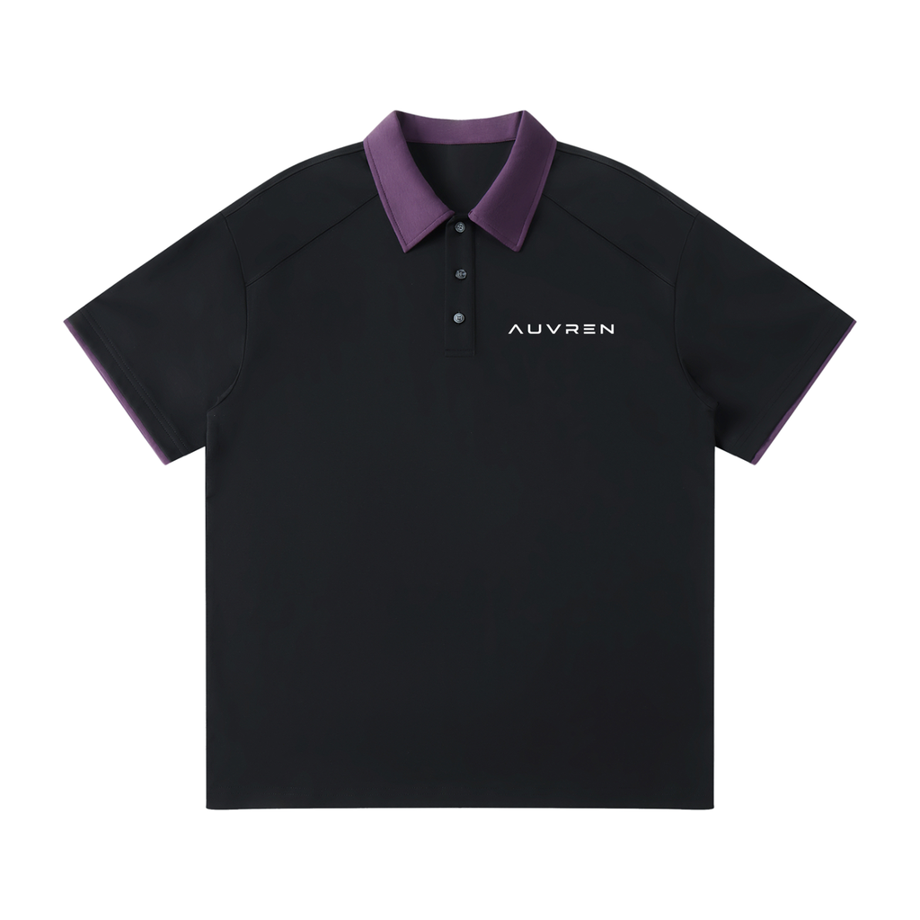 Contrast Collar Raglan Polo Shirt