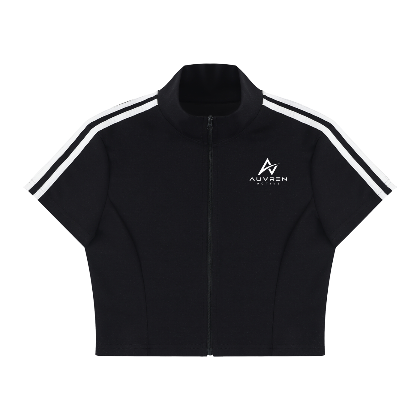 AUVREN Tempo Contrast-Stripe Zip Crop Top