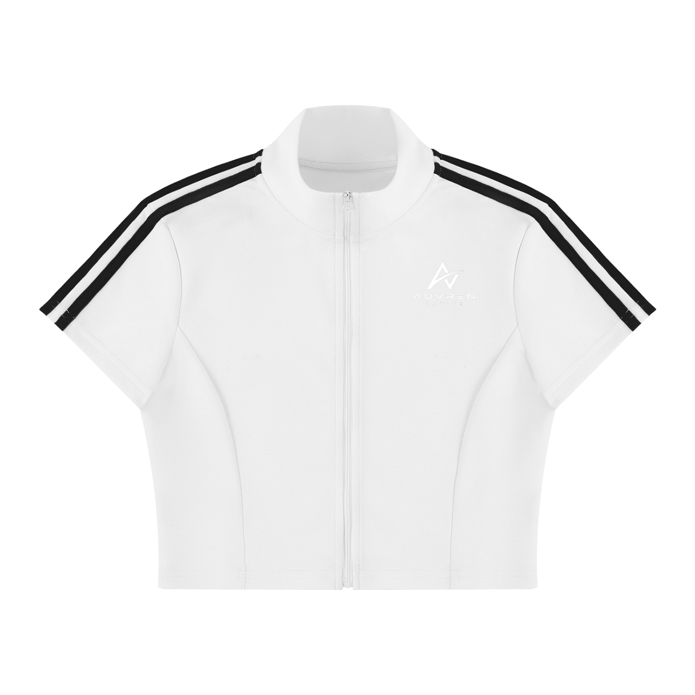 AUVREN Tempo Contrast-Stripe Zip Crop Top