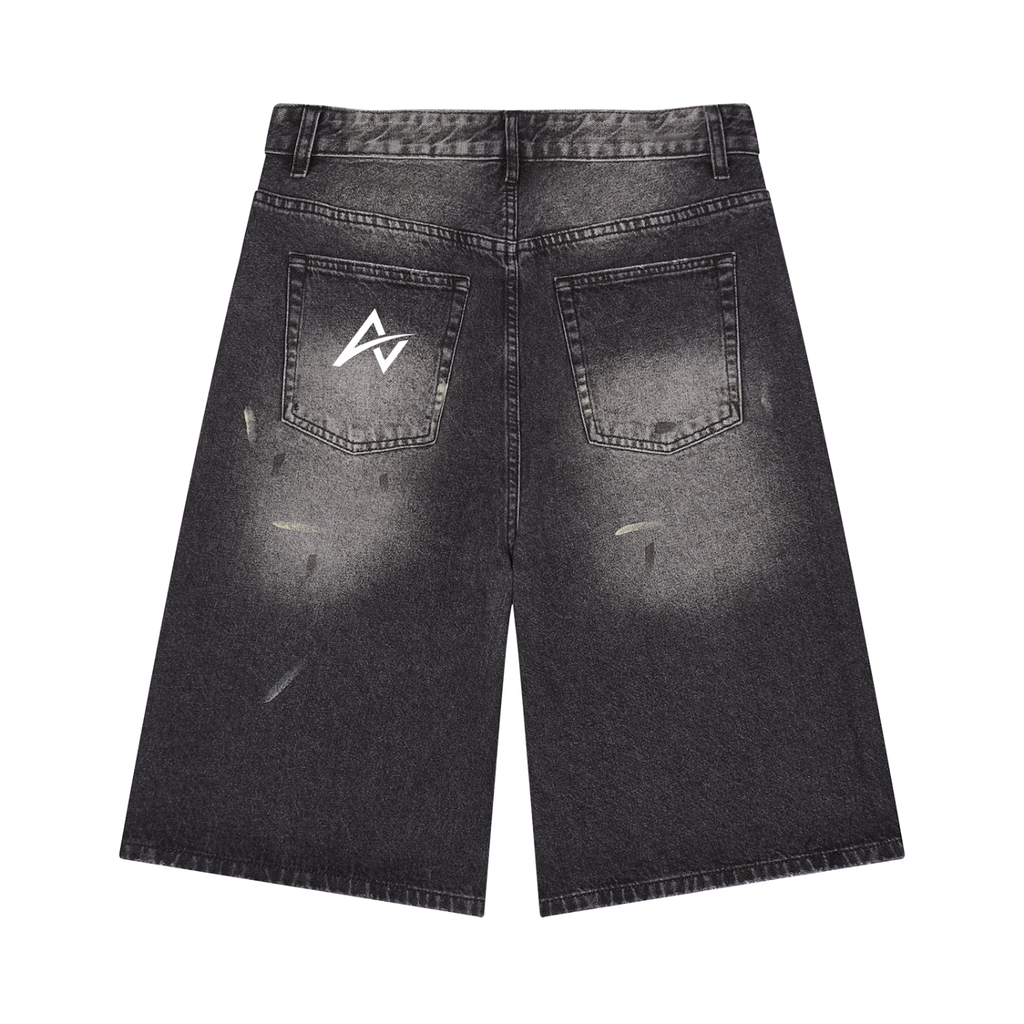 AUVREN Coreline Distressed Shadow Denim Shorts